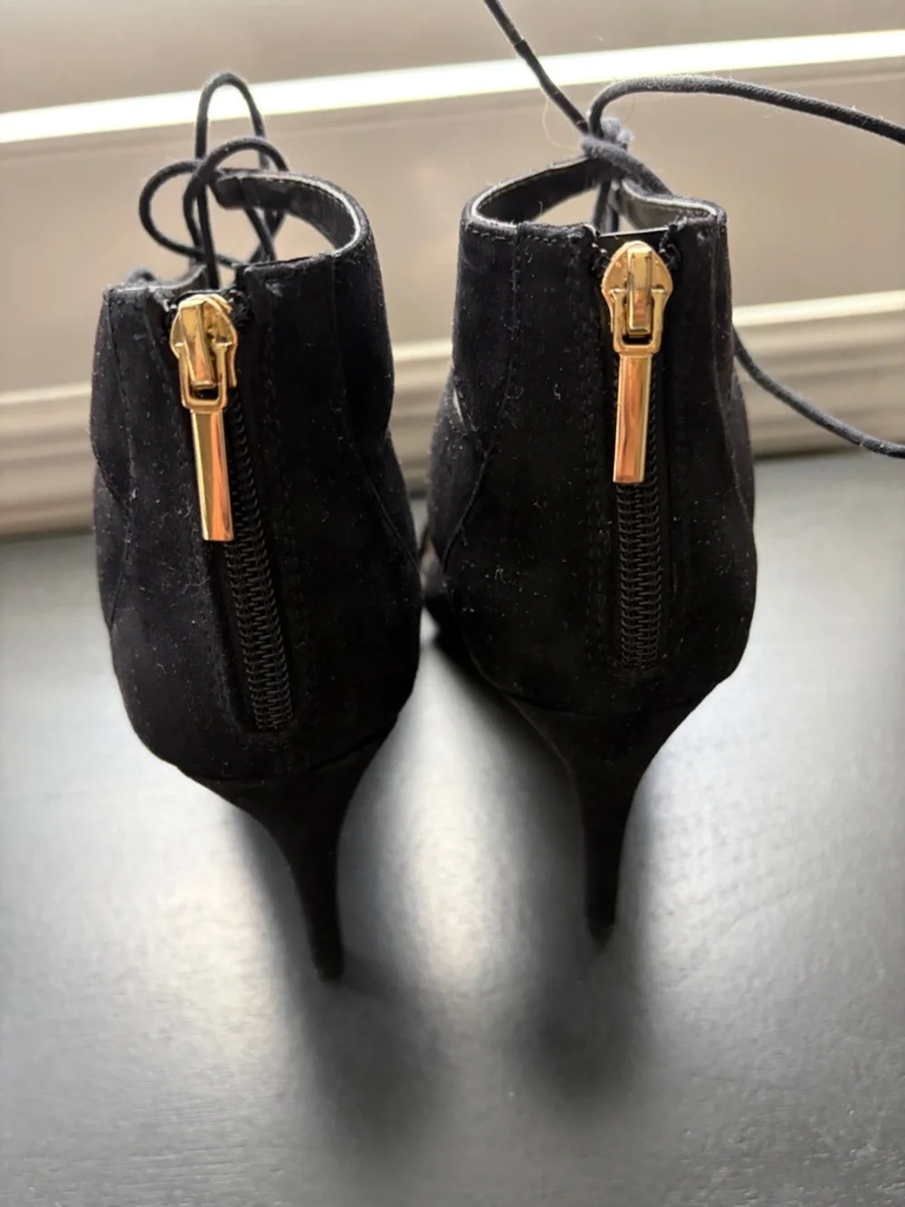 Madden Girl Black Lace-Up Cutout Stiletto Heels - Picture 5 of 7